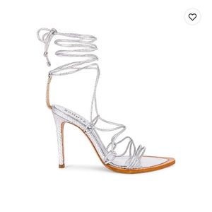 Cute tie up sandals! Silver! Never worn! Bought off Revolve!